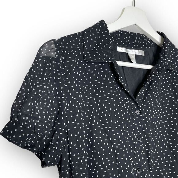 LC Lauren Conrad Dress Black White Polka Dot Ruffle Flutter Women’s Size 8 Small - Picture 8 of 12